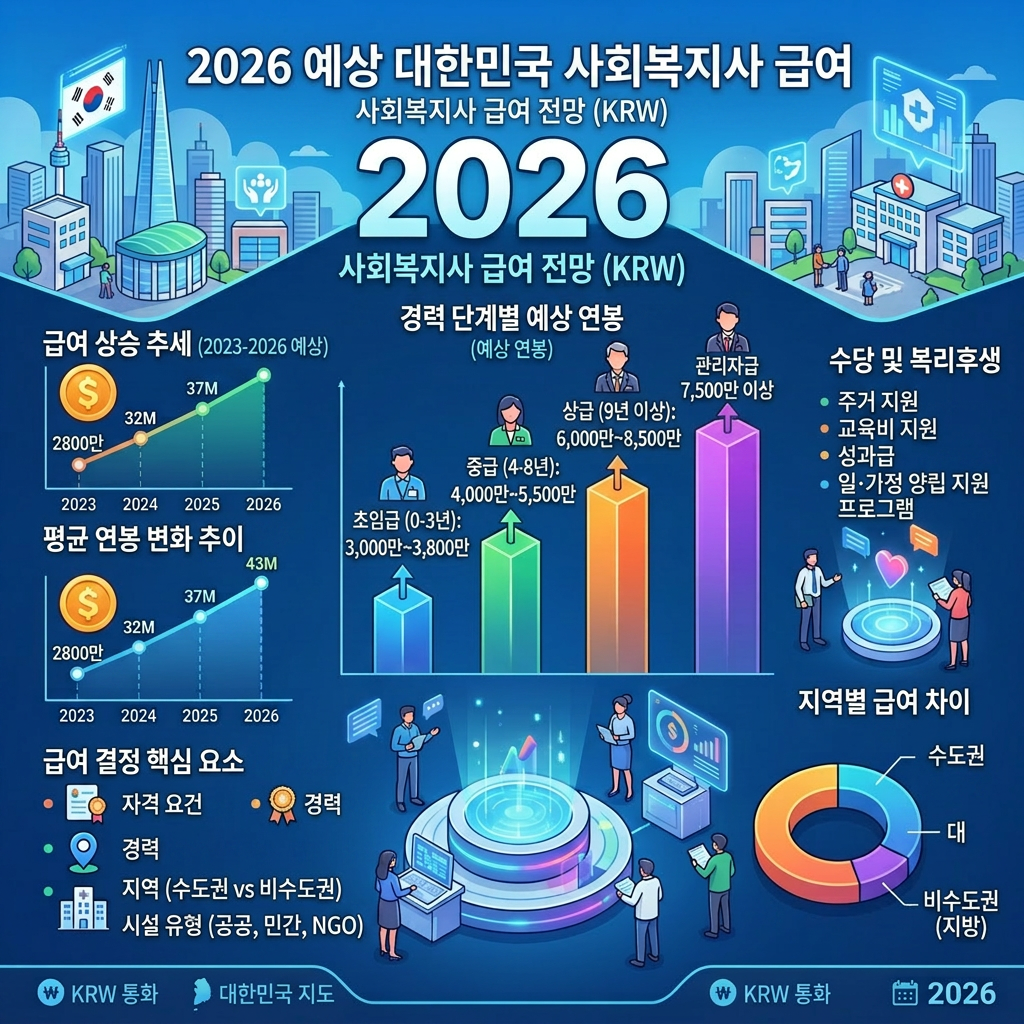 2026 social worker salary outlook in South Korea by career stage and region with income trend and allowances